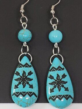 Handmade Boho Turquoise Dangle Earrings